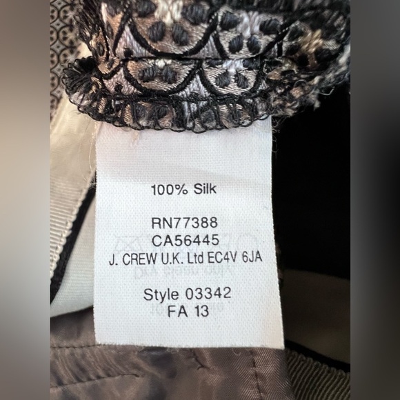 J.Crew Collection Silk  Pants in Silver Black Brown Pattern Women's‎ Sz 4 - Picture 6 of 9